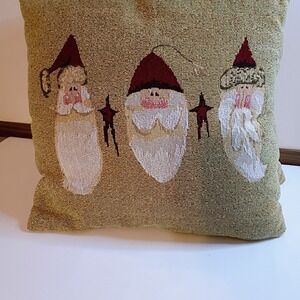 Fiddlestix Set(2) Tapestry Primitive Christmas Throw‎ Pillow Santa Claus Holiday